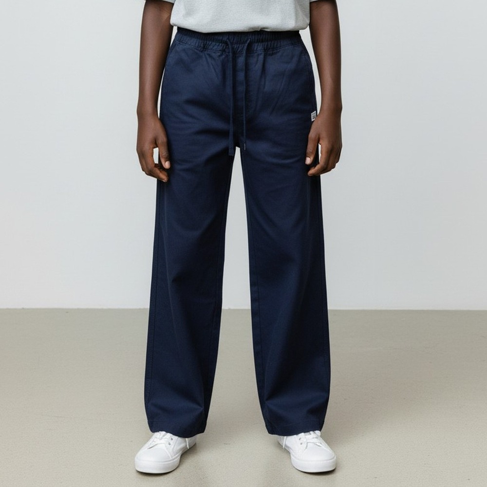 Pro Club NWT Kids Lounge Twill Pants Boys L 10/12 Navy Drawstring Relaxed Leg